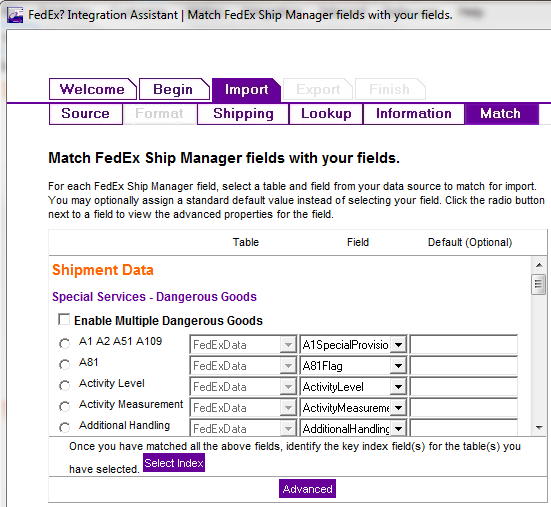 FedEx Integration Assistant Menu 11