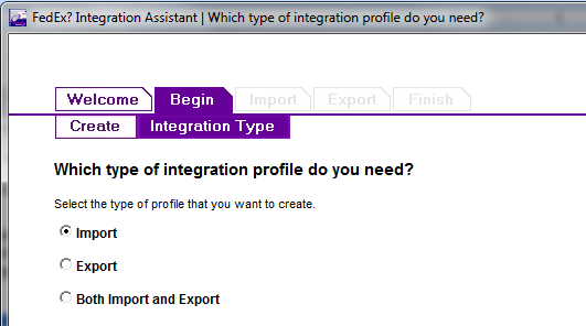 FedEx Integration Assistant Menu 3