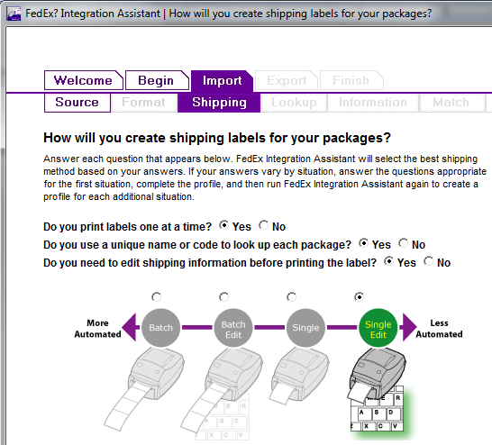 FedEx Integration Assistant Menu 5