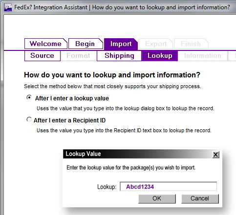 FedEx Integration Assistant Menu 6
